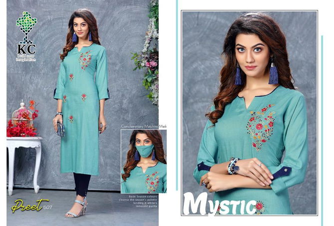 Kc Preet 5 Latest Fancy Designer  Heavy Rayon Kurti With Bottom Collection